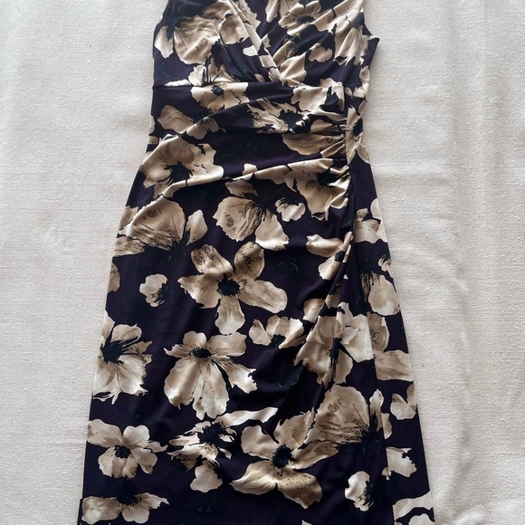 Lauren Ralph Lauren Purple and Cream Floral Midi Dress - Picture 5 of 9